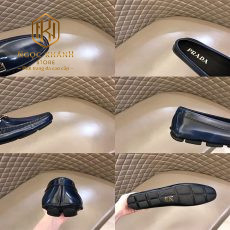 Giay luoi Prada like auth mau xanh da bong khoa ngang logo giua 6