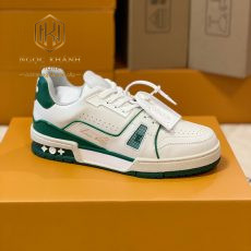 Giay nam Louis Vuitton mau trang phoi xanh hoa tiet chu lv Trainer Sneaker 4