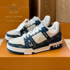 Giay nam Louis Vuitton mau trang phoi xanh hoa tiet hoa LV Trainer 10