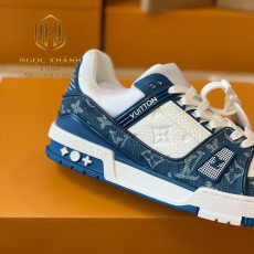 Giay nam Louis Vuitton mau trang phoi xanh hoa tiet hoa LV Trainer 8