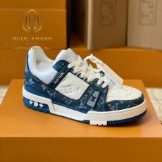 Giay nam Louis Vuitton mau trang phoi xanh hoa tiet hoa LV Trainer 9