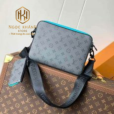 TUI DEO CHEO NAM LOUIS VUITTON MAU XAM HOA TIET HOA LOGO VIEN XANH DANG 3 TUI TNLV81 8