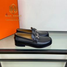 giay lluoi Hermes de cao mau den da tron khoa ngang likeauth 6