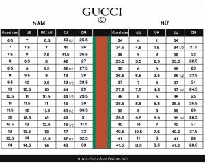 size giày gucci nam