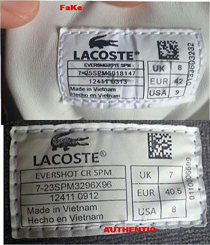 size giày lacoste nam