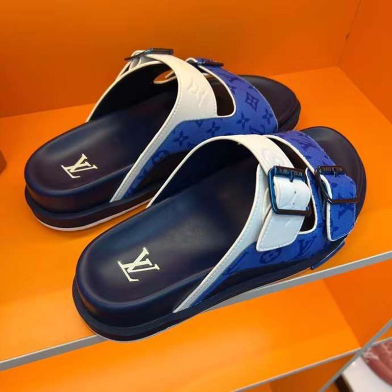 DEP LOUIS VUITTON NAM MAU XANH DUONG HOA TIET HOA HAI QUAI CAI KHOA DLV54 6