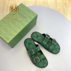 Dep Gucci nam hai quai cai khoa mau xanh la hoa tiet chu logo 3