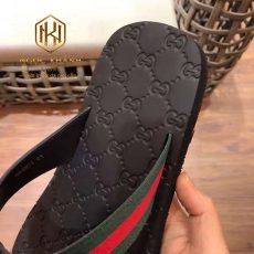 Dep Gucci nam quai cheo mau den quai xanh do hoa tiet dap logo 3