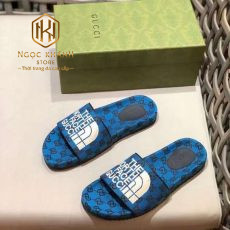 Dep Gucci nam quai ngang mau xanh duong hoa tiet chu dap logo 2