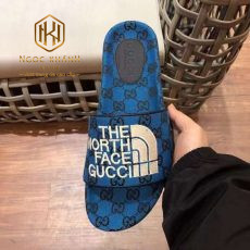 Dep Gucci nam quai ngang mau xanh duong hoa tiet chu dap logo 6