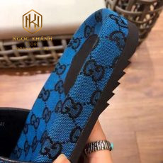 Dep Gucci nam quai ngang mau xanh duong hoa tiet chu dap logo 7