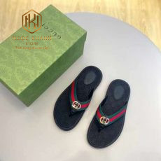 Dep Gucci nam xo ngon mau den quai xanh do hoa tiet in logo 9