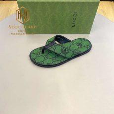 Dep Gucci nam xo ngon mau xanh la hoa tiet in logo 8