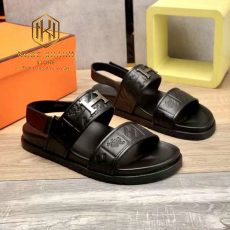 Dep Hermes nam quai hau mau den hoa tiet da dap logo chu h 7