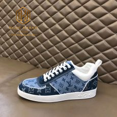 Giay Louis Vuitton nam mau xanh hoa tiet hoa logo 3