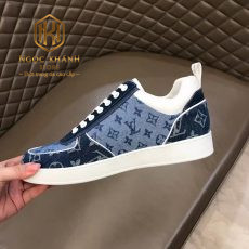 Giay Louis Vuitton nam mau xanh hoa tiet hoa logo 4