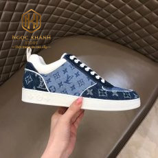 Giay Louis Vuitton nam mau xanh hoa tiet hoa logo 8
