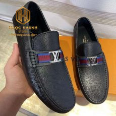 Giay luoi Louis Vuitton nam mau den vien caro tag xanh do mui nhon 4 1
