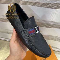 Giay luoi Louis Vuitton nam mau den vien caro tag xanh do mui nhon 7