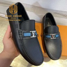 Giay luoi Louis Vuitton nam mau den vien caro tag xanh mui nhon 1 1