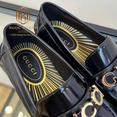 giay luoi gucci nam de cao mau den hoa tiet logo chu vang like auth 8