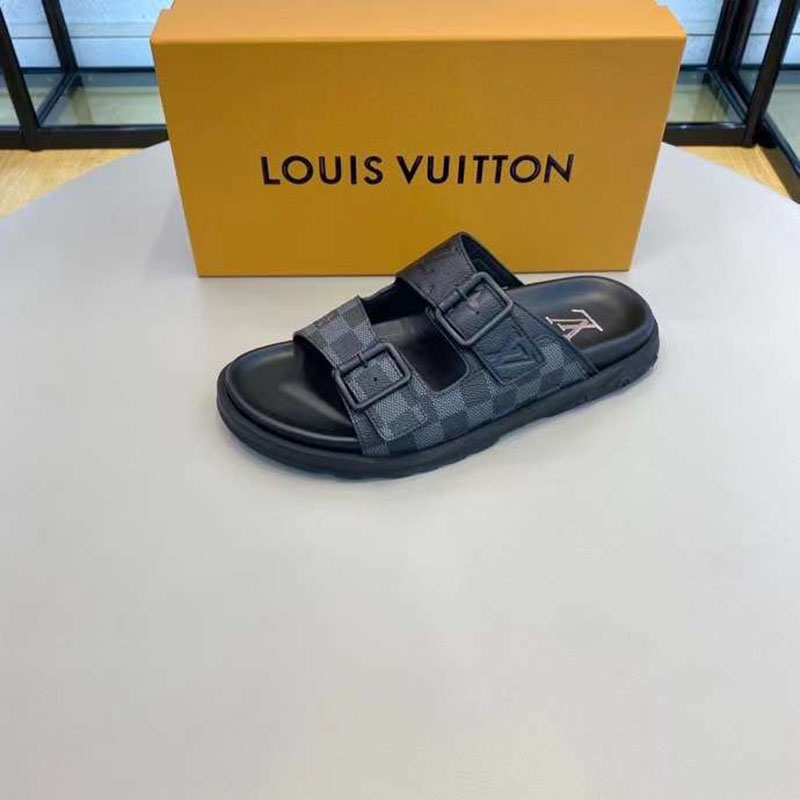 DEP LOUIS VUITTON NAM MAU DEN HAI QUAI CAI KHOA HOA TIET CARO DLV64 10