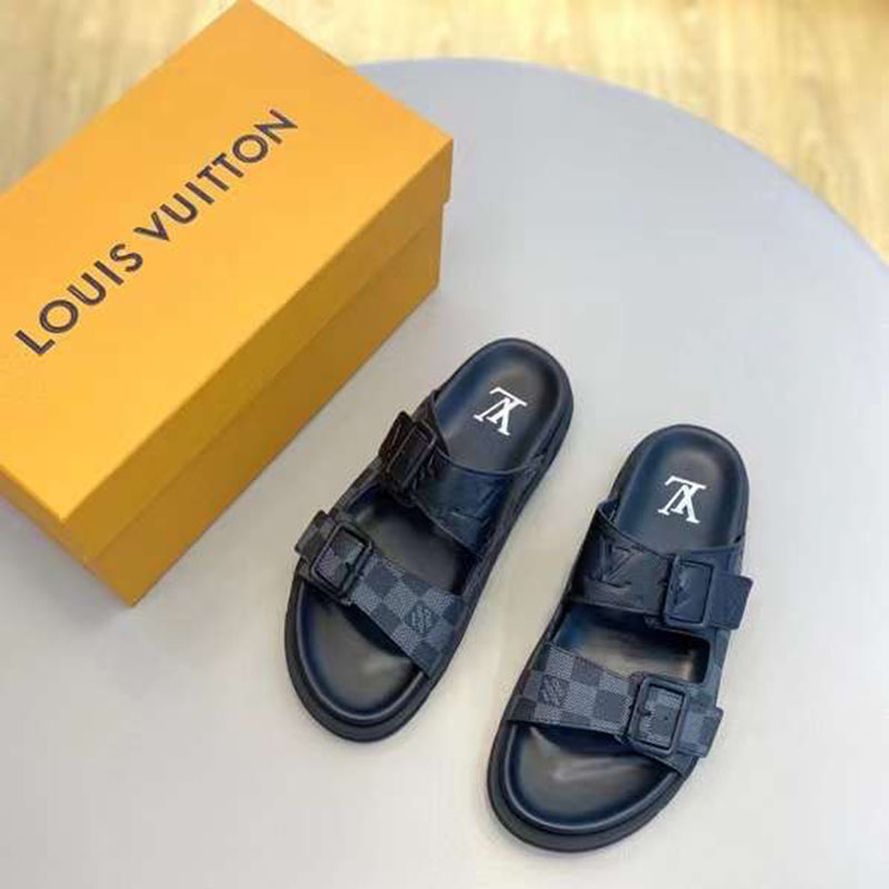 DEP LOUIS VUITTON NAM MAU DEN HAI QUAI CAI KHOA HOA TIET CARO DLV64 13 1