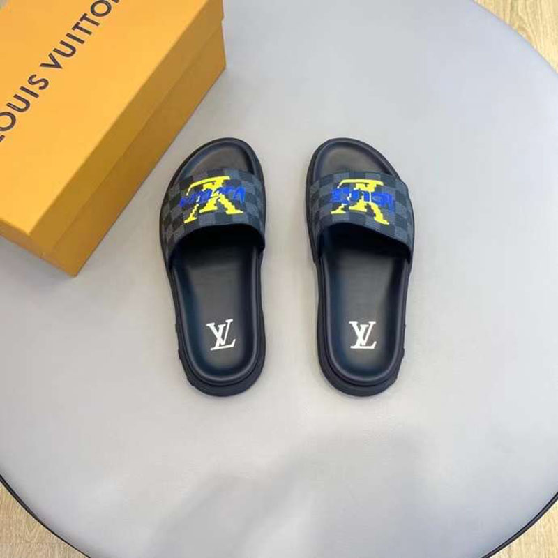 DEP NAM LOUIS VUITTON QUAI NGANG MAU DEN HOA TIET CARO CHU VANG DLV53 13