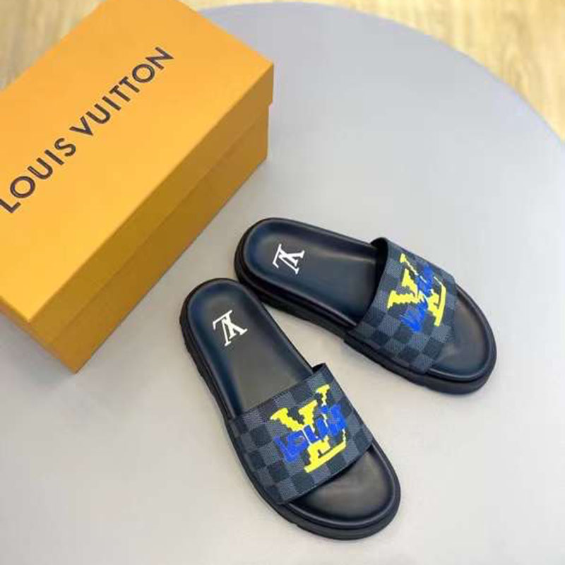 DEP NAM LOUIS VUITTON QUAI NGANG MAU DEN HOA TIET CARO CHU VANG DLV53 15