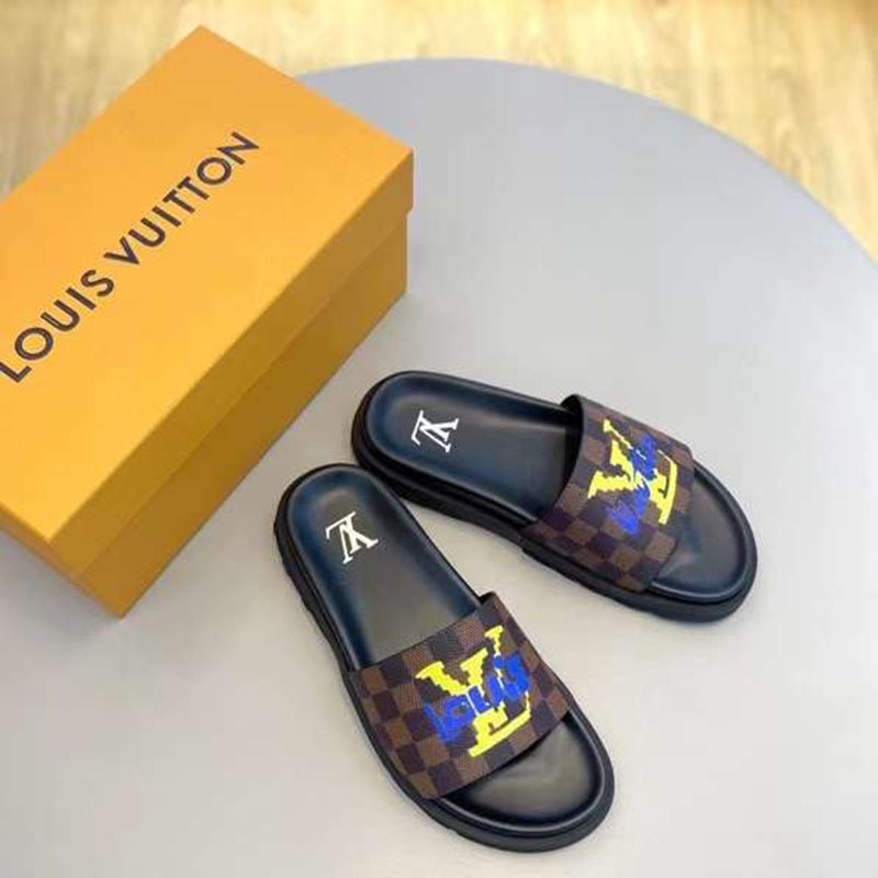 DEP NAM LOUIS VUITTON QUAI NGANG MAU NAU HOA TIET CARO CHU VANG DLV52 9