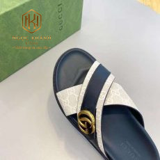 Dep gucci nam quai cheo mau trang khoa logo chu g kep 4