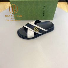 Dep gucci nam quai cheo mau trang khoa logo chu g kep 8