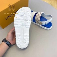 Dep louis vuitton nam quai hau de xanh hoa tiet caro xam 6