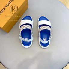 Dep louis vuitton nam quai hau de xanh hoa tiet caro xam 8