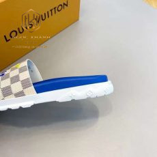 Dep louis vuitton nam quai ngang de xanh hoa tiet caro chu vang 9