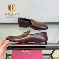 giay luoi salvatore ferragamo nam mau nau da bong khoa vang 7