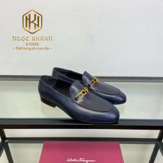 giay luoi salvatore ferragamo nam mau xanh da bong khoa vang 4