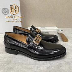 giay luoi versace nam mau den da bong hoa tiet khoa vang 8