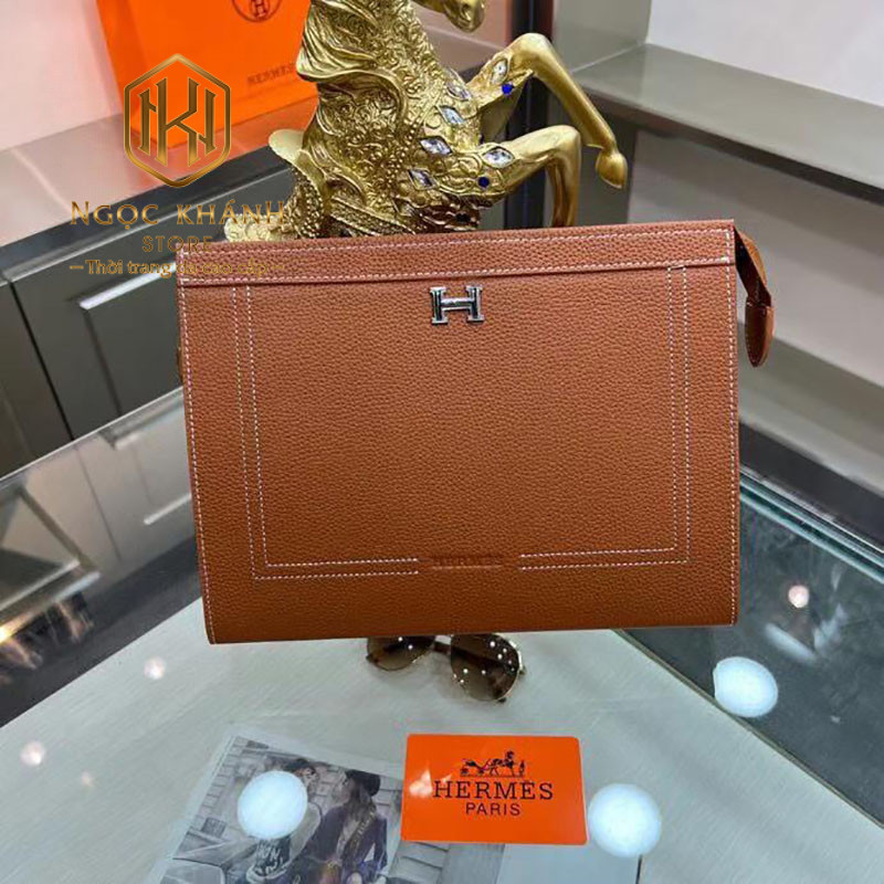 vi hermes nam cam tay logo chu h hinh chu nhat mau cam 3 1