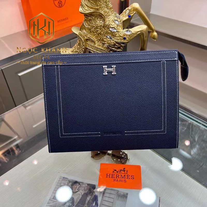 vi hermes nam cam tay logo chu h hinh chu nhat mau xanh 1 1