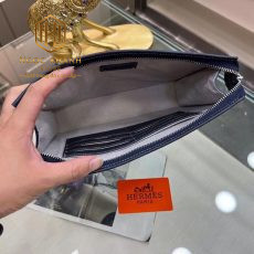 vi hermes nam cam tay logo chu h hinh chu nhat mau xanh 8