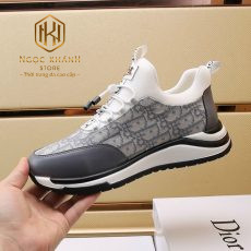 giay nam dior mau trang cot day hoa tiet logo xam de trang vien den 1