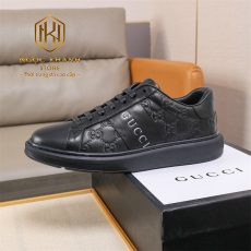 giay nam gucci mau den hoa tiet dap logo vien chu 7