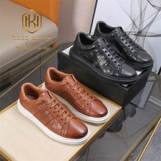 giay nam gucci mau nau hoa tiet dap logo vien chu 4