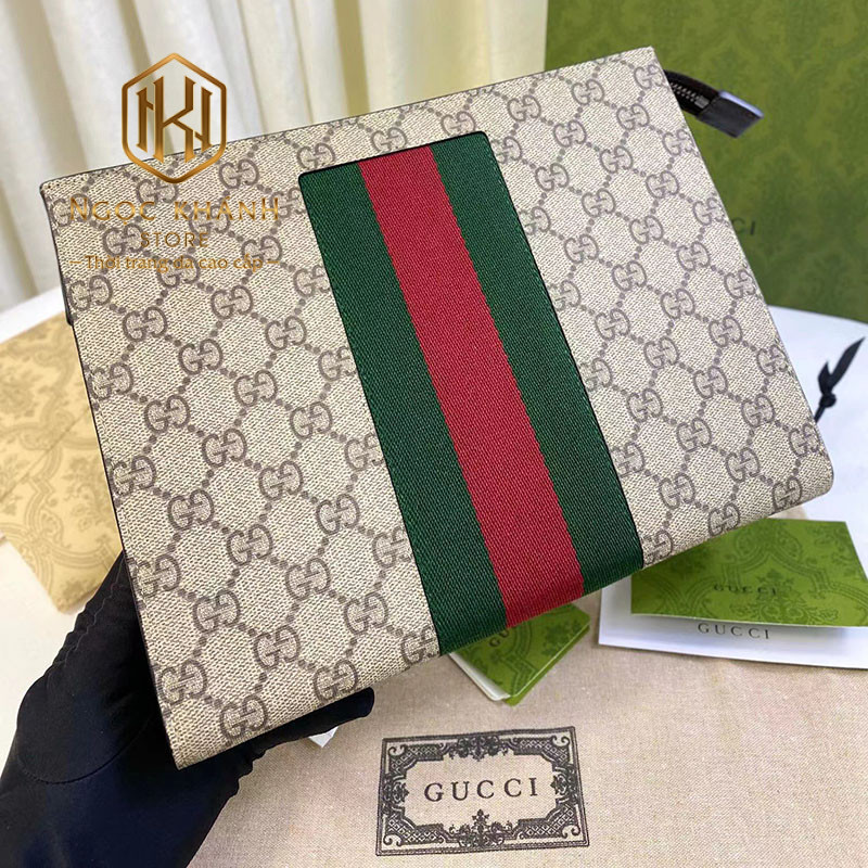 vi gucci nam cam tay mau be hoa tiet logo soc xanh do 4 1