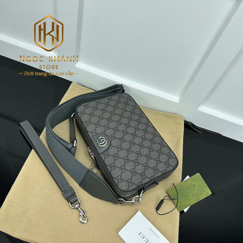 tui deo cheo gucci mau ghi hoa tiet logo chu g kep 2 1