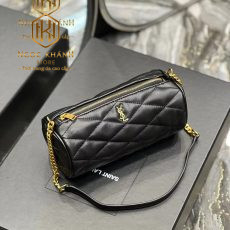 tui xanh nu ysl sade mini mau den dang tru ngang logo vang 2 1