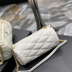 tui xanh nu ysl sade mini mau trang dang tru ngang logo vang 2 1