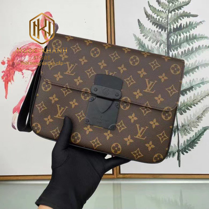 VÍ NAM LOUIS VUITTON CẦM TAY HỌA TIẾT HOA NÂU DÁNG NẮP CÀI VNLV41 9 Ví nam Louis Vuitton
