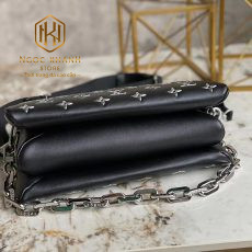 tui xach nu louis vuitton coussin pm mau den hoa tiet logo trang in chim 8